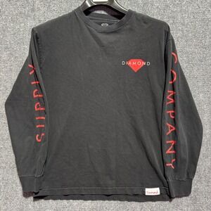 Vintage Diamond Supply Co. Mens Long Sleeve T-Shirt Graphic Black Red Skate‎ USA